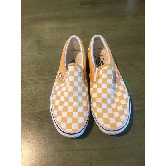 Vans Checkerboard Slip-On Shoes Size 7 Mens / 8.5 Womens Canvas Yellow - Picture 1 of 9